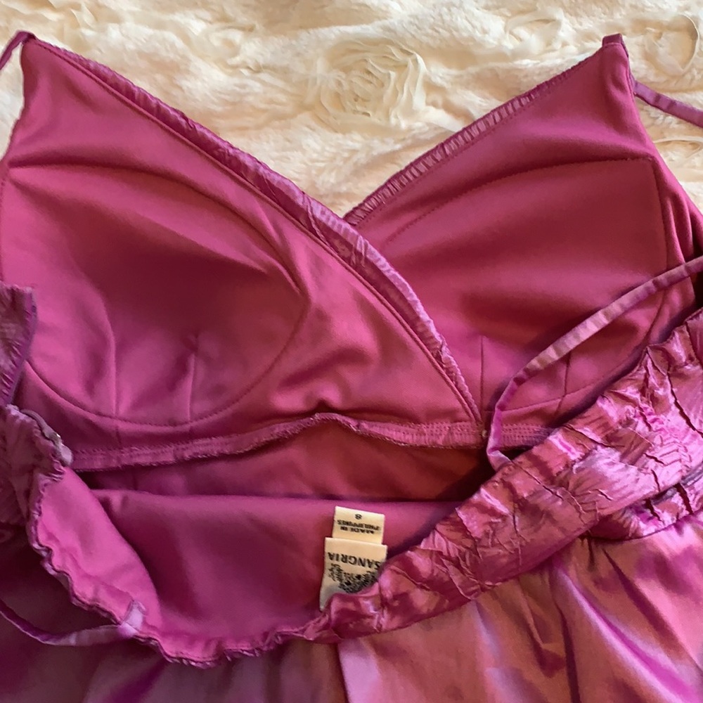 SANGRIA Pink Cocktail Dress V-Neck Crossover Chest Spaghetti Straps EUC - Picture 7 of 10